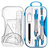 Geometry Set 10 Pieces Math Supplies Kit，Including Compass，Protractor，Ruler，Eraser，Pencil，Lead Refills，Pencil Sharpener，Storage Box，for Drawing and Measurement