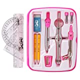 Mr. Pen- Geometry Set, 13 pcs, Compass for Geometry, Protractor Set, Geometry Kit Set with Shatterproof Storage Box, Geometry Kit, Drawing Tools, Drafting Set, Drafting Tools & Drafting Kits (Pink)