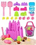 Lehoo Castle Kids Beach Sand Toys Set, 29 Pcs Outdoor Tools with Buckets, Mesh Bag, Watering Can, Sand Castle Building Kits, Dessert Sand Molds for Toddlers, Boys and Girls 1+