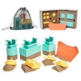 Sand Pal Beach Sand Toys Kit - 9 Pieces Beach Toys Set for Outdoor Play - Construction Building Sand Castle Molds & Tools - Kids Sandbox, Snow & Sand Castle Kit with Mesh Bag for Toddlers and Adults