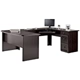 Realspace® Broadstreet 65'W U-Shaped Executive Desk, Walnut