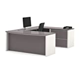 Bestar Connexion U-Shaped Executive Desk with Lateral File Cabinet, 72W, Slate/Sandstone