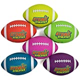 Atomic Athletics 6-Pack of Neon Rubber Playground Footballs - Bulk Set of Youth Size 7, 10.5' Balls with Air Pump & Mesh Storage Bag - Great for Backyard, Playground, Team Sports, Gym Class & Recess