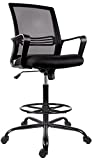 Tall Office Chair for Standing Desk - Comfortable Drafting Chairs with Armrest Adjustable Foot Ring Ergonomic Mesh Mid-Back Desk Chair - Deep Black