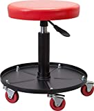 BIG RED ATRHL6201R Torin Heavy Duty Rolling Pneumatic Creeper Garage/Shop Seat: Padded Adjustable Mechanic Stool with Tool Tray Storage, Red Large