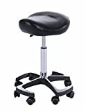 Hydraulic Saddle Stool with Wheels Height Adjustable Stylish Ergonomic Rolling Swivel Chair for Hygienic Clinic Salon Tatoo Massage Office, in Camel (Black)
