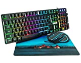 Wired Gaming Keyboard and Mouse Combo CHONCHOW 991b RGB Rainbow Led Backlit 7 Colors Office Device Ergonomic Keyboard with Mice 3200 DPI Compatible with PS4 Xbox one Windows Mac PC