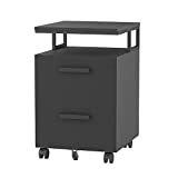 FEZIBO 2-Drawer Mobile File Cabinet with Lock for Home Office, Under Desk Rolling Filing Cabinet for A4, Letter Size, Printer Stand, Wooden Storage Cabinet, Deep Black