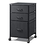 DEVAISE Mobile File Cabinet, Rolling Printer Stand with Open Storage Shelf, Fabric Vertical Filing Cabinet fits A4 or Letter Size for Home Office, Black