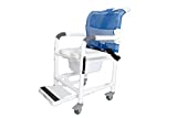 Deluxe Rolling Shower Chair with Drop Arms, Padded Seat, Non-Slip Locking Casters, Seat Belt, Slide Out Footrest and Commode Pail. 300 lb. Capacity, Fits Over Standard Toilet. Institutional Grade-DL-1