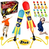 BEEFHN Toy Rocket Launcher for Kids, Incl 2 Launchers & 8 Foam Rockets, Shoots Up to 100 Feet, Sturdy Stomp Launch Toys Fun Outdoor Toy for Kids, Gift for Boys and Girls Age 3 4 5 6+ Years Old