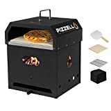 PIZZELLO 4 in 1 Outdoor Pizza Oven Wood Fired 2-Layer Detachable Outside Ovens With Pizza Stone, Pizza Peel, Cover, Cooking Grill Grate
