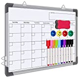 Dry Erase Whiteboard Monthly Wall Calendar,16' x 12' Magnetic Dry Erase White Board Calendar, Hanging Double-Sided Board, Portable Board for Home, School, Office, Kitchen (White)