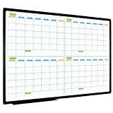 JILoffice Magnetic Dry Erase Calendar Whiteboard, 4 Month White Board Planner 36 X 24 Inch, Black Aluminum Frame Wall Mounted Board for Office Home and School