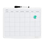 U Brands 260U00-04 Contempo Magnetic Monthly Calendar Dry Erase Board, 11 x 14 Inches, White Frame