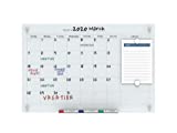 Audio-Visual Direct Magnetic White Calendar Glass Dry-Erase Board Set - 3' x 2' - Includes Magnets, Hardware & Marker Tray