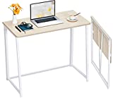 WOHOMO Folding Desk, Small Foldable Desk 31.5' for Small Spaces, Space Saving Computer Table Writing Workstation for Home Office, Easy Assembly, Oak