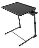 Adjustable TV Tray Table - TV Dinner Tray on Bed & Sofa, Comfortable Folding Table with 6 Height & 3 Tilt Angle Adjustments (Black)