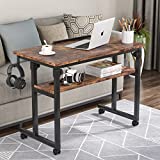 Tribesigns Portable Desk for Sofa Bed, Height Adjustable Bedside Laptop Table on Wheels, Small Standing Desk Rolling Computer Cart with Tiltable Drawing Board for Home Office Bedroom Living Room