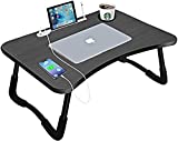Laptop Bed Desk,Portable Foldable Laptop Tray Table with USB Charge Port/Cup Holder/Storage Drawer,for Bed/Couch/Sofa Working, Reading