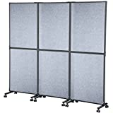 VEVOR Acoustic Room Divider 72' x 66' Office Partition Panel 3 Pack Office Divider Wall Light Gray Office Dividers Partition Wall Polyester & 45 Steel Cubicle Wall Reduce Noise and Visual Distractions