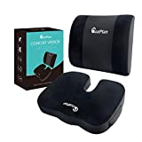 CoziPlan Seat Cushion and Back Support Pillow Set - Comfort Version, Memory Foam Ergonomic Memory Foam Chair Support for Back and Butt