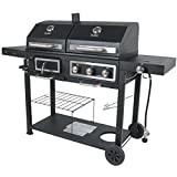 Dual Fuel Gas & Charcoal Combo Grill, Black with Stainless