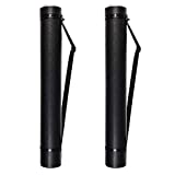 2-Pack Extendable Poster Tubes Expand from 24.5” to 40” with Shoulder Strap | Carry Documents, Blueprints, Drawings and Art | Black Portable Durable Round Storage Cases with Lids and Labels