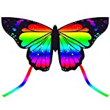 JEKOSEN Butterfly Huge Kite for Kids and Adults Easy to Fly Single Line String with Tail for Beach Trip Park Family Outdoor Games and Activities