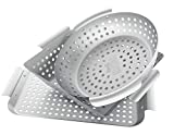 Yukon Glory 3-Piece Mini Grilling Basket Set, Stainless Steel Perforated Grill Baskets for Grilling Veggies, Seafood, and Meats, Includes Grill Pan, Square Basket, and Circular Basket