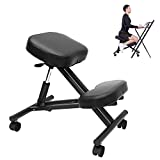 SogesHome Adjustable Ergonomic Kneeling Chair with Thick Cushions Stool Chair Desk Chair Small Office Chair, Adjustable Height and Angle, with Wheels