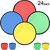 Norme Folding Pocket Toy Set Foldable Flying Disc with Bag Fun Birthday Party Favors Summer Outdoor Activity Game (Color 2, 24 Pieces)