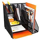 Desk Organizers and Storage for Office, Desk File Organization for Pen and Accessories, 8 Compartments to Storage for Home and School, Black (Bonsaii W6002)