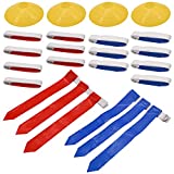 Flag Football Set, 14 Player Flag Football Belts and Flags Set, Includes 14 Belts, 42 Flags and 4 Cones, Easy Tear Away Belt for Kids or Adults Players of Flag Football (21 Red & 21 Blue Flags)