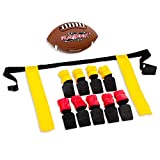 Franklin Sports Flag Football Flags and Ball Set - Flag Football Belts and Football for Kids - Full Youth Flag Football Set - Includes 2 Flag Sets of 5