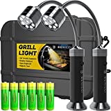 Flexible LED BBQ Grill Lights Set of 2 - The Perfect Grilling Accessories Light with 360-Degree Magnetic Base and Gooseneck - 100% Portable Weatherproof Outdoor Lamp w/ 6 Batteries Included