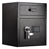 KYODOLED Digital Depository Safe Box, Electronic Steel Safe with Keypad, Locking Drop Box with Slot, Metal Lock Box with Two Emergency Keys for Your Valuables, 18.9'' X 15.4'' X 13.8'', Black