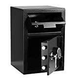 Depository Safe with Drop Slot, Drop Safe with Electronic Code Lock, Metal Depository Safe with Dual Key Lock, Cash Depository Box for Office Home and Hotel(Black)