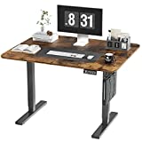 YESHOMY Height Adjustable Electric Standing Desk 40 inch Computer Table, Home Office Workstation, 40in, Black Leg/Rustic Brown Top