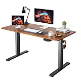 FEZIBO Height Adjustable Electric Standing Desk, 48 x 24 Inches Stand up Table, Sit Stand Home Office Desk with Splice Board, Black Frame/Espresso Top