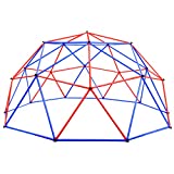 U-MAX Dome Climber, Indoor & Outdoor 10FT Geometric Climbing Dome for Kids, Rust and UV Resistant Steel (Red & Blue)