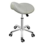 Grace&Grace Professional Saddle Stool Series Hydraulic Swivel Comfortable Ergonomic Rolling Stool with Wheels Heavy Duty Metal Base for Clinic Dentist Spa Massage Salons Studio (with Casters, Grey)