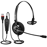 USB Headset with Microphone Noise Cancelling &Ultra Comfort Computer Headset for Laptop, PC, Skype, Zoom, Webinar, Call Center, Home, Office