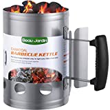 BEAU JARDIN Charcoal Chimney Starter 11'X7' for Charcoal Grill Fire Starter Barbecue BBQ Galvanized Steel Chimney Lighter Quick Rapid for Grilling Camping Outdoor Cooking Tools Accessories BBQ0081
