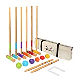 GoSports Standard Croquet Set Includes Six 27' Mallets, 6 Balls, 9 Wickets, 2 End Stakes and Case, Natural (CROQUET-02)