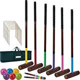 SpexDarxs Six Player Croquet Sets, 35’’ Croquet Set with Premium Wooden Mallets|Colored Balls|Wickets|Stakes| Carrying Bag, Lawn Croquet Game for Kids Adult Family