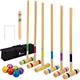 Pointyard Six Player Croquet Set, 28’’ Croquet Set with Wooden Mallets/Colored Ball/Wickets/Stakes for Adults/Teenager/Family-Perfect for Lawn/Backyard Game/Park (Includes Carry Bag)