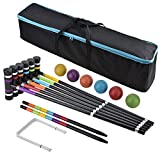 [6 Players]Premium Croquet Set for Families, BroWill Croquet Set with Carrying Bag for Yard Outdoor Lawn Backyard Games for Kids Adults All Ages, 35 Inch