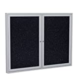 Ghent 36' x 48' 2-Door indoor Enclosed Recycled Rubber Bulletin Board, Shatter Resistant, with Lock, Satin Aluminum Frame, Confetti (PA234TR-CF) ,Made in the USA