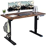 Electric Standing Desk 48 x 24 Inches, Radlove Height Adjustable Computer Desk Sit Stand Desk Home Office Desks with Splice Board and A Under Desk Cable Management Tray, Rustic Brown Top/Black Frame
